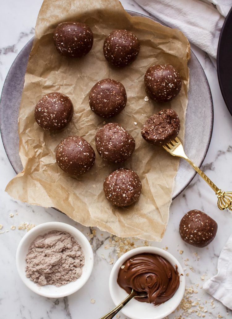 Four ingredient Nutella Protein Balls low calorie high protein snack food ideas
