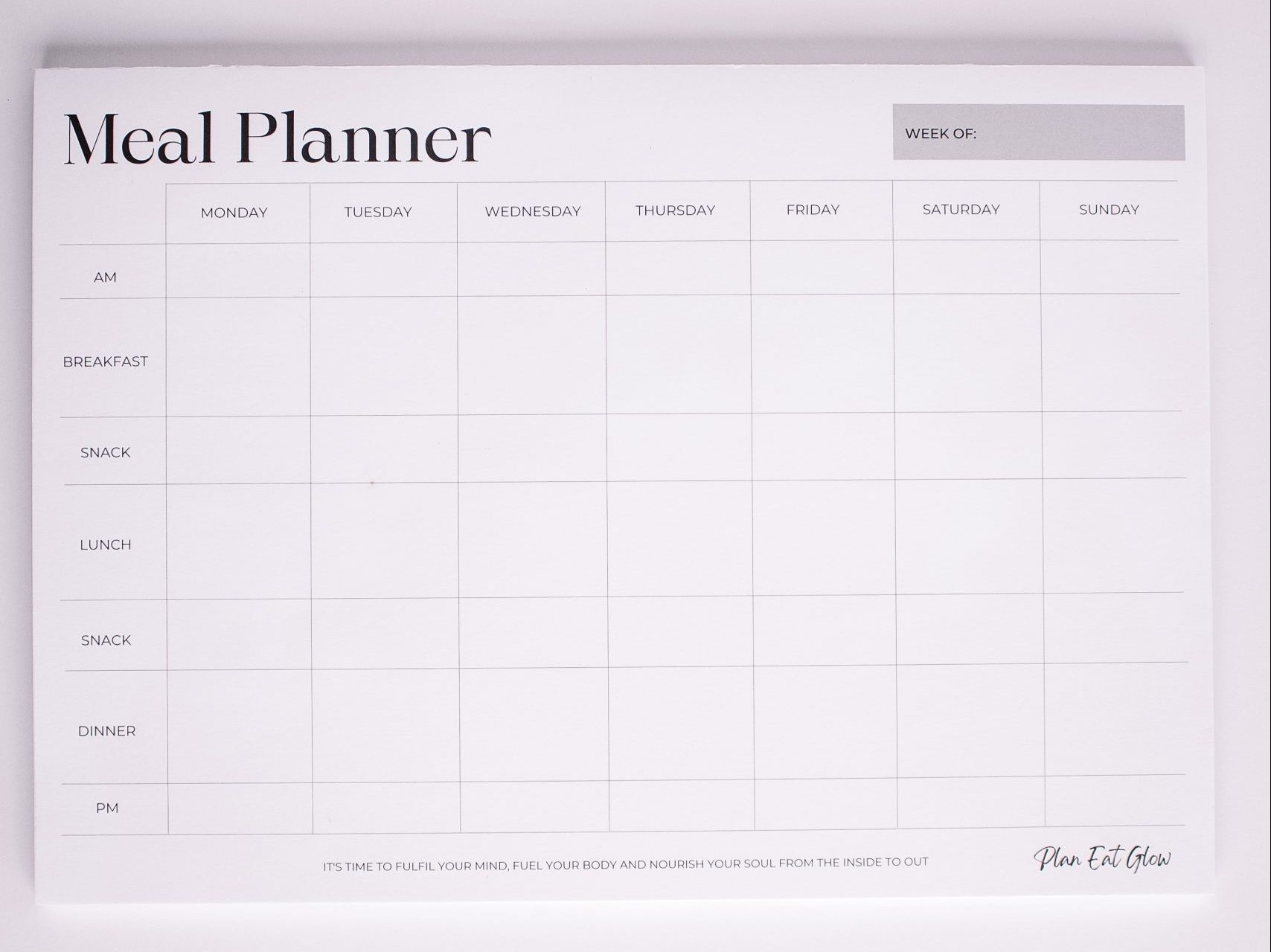 A4 Weekly Meal Planner Pad 50 pages track health an d fitness goals made in Melbourne